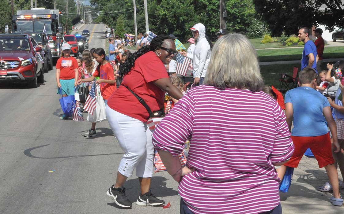 Vanessa Enoch campaigning at a parade