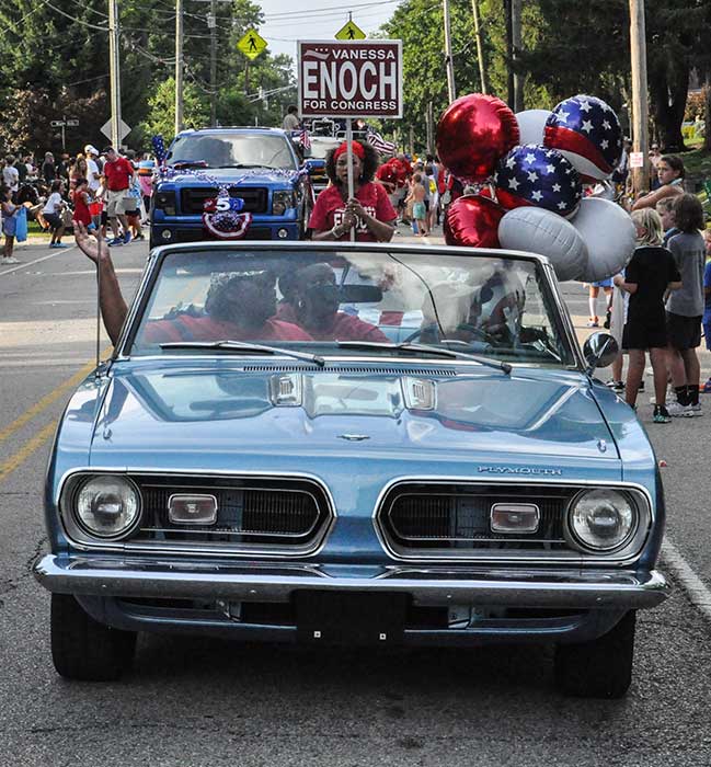 Vanessa Enoch in the Madeira 4th of July parade, July 2026.