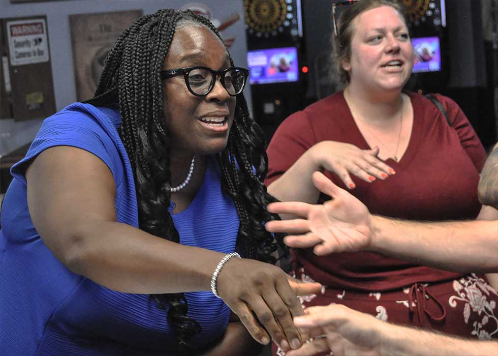 Dr. Vanessa Enoch meeting supporters